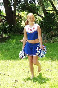 Teasing Coed Cheer Girl In The Backyard